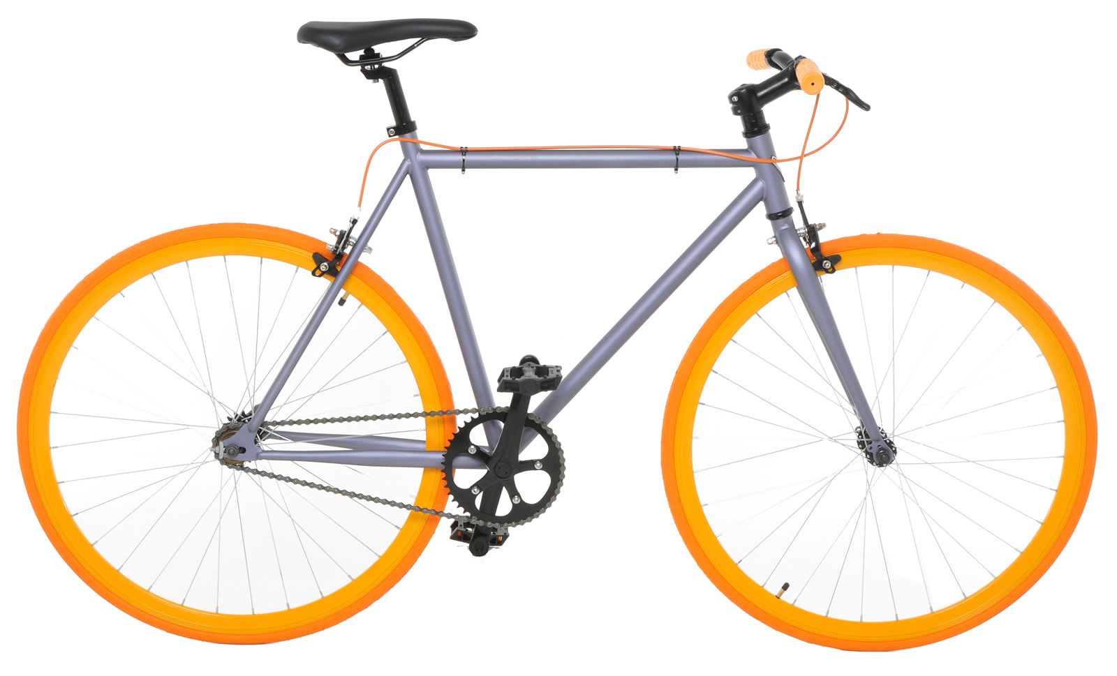 Color:Grey / Orange:Vilano Fixed Gear Bike Fixie Single Speed Road Bike