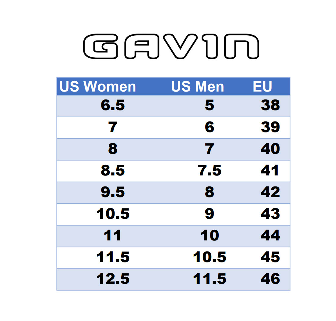 Gavin Recommended Sizing Chart